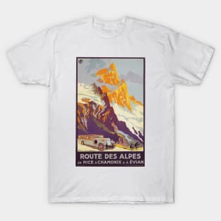 Route des Alpes Bus Service - Vintage French Travel Poster T-Shirt